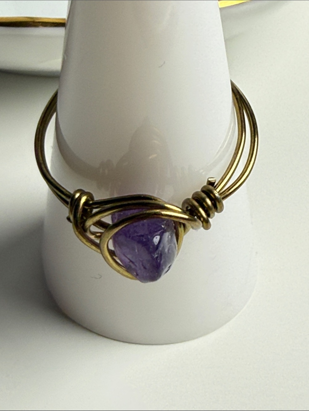 Artisan Handcrafted Purple Amethyst Wire-Wrap Ring